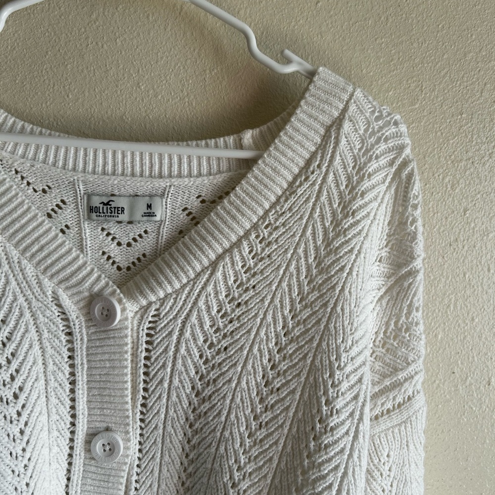 Hollister white Knit Button Cardigan